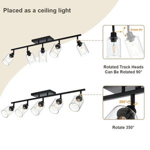 Paralume in vetro trasparente a 5 luci da bagno con luce mobile per soffitto rotante in metallo - Product Image 1