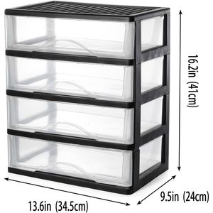 Organizzatore da Scrivania con 4 Cassetti Trasparenti, Contenitori Impilabili in Plastica per Ufficio e Cucina, Carrello Portaoggetti Trasparente con 4 Cassetti - Product Image 3