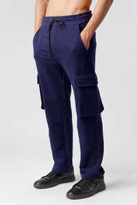 Pantalones Deportivos Personalizados para Hombre, Pantalones Deportivos Cargo Azul Oscuro, Cómodos Pantalones Deportivos con Cordón, Estilo Urbano - Product Image 5