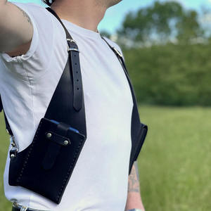 Camping Hiking <b>Backpack</b> Unisex Leather Harness Shoulder Holster Bag Business Organizer Offering Secure Carrying Two Side Pockets - Product Image 5