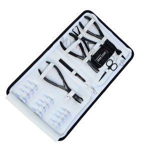 Kit d'outils pour extensions capillaires noirs avec outil à boucle auto-agrippante, pinces à cheveux pour séparation et ensemble de pinces à micro-perles pour ouverture et fermeture - Product Image 1