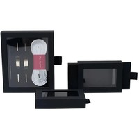 Boîtes à tiroirs personnalisées noires avec fenêtre pour étui de téléphone, montre connectée, câble de charge