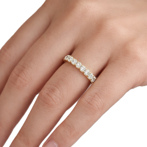 Anillo de Compromiso de Oro Sólido de 9K, 10K, 14K y 18K con Diamante Ovalado de Laboratorio con Claridad DEF VS VVS, Anillo de Diamantes con Engaste de Media Eternidad - Product Image 6