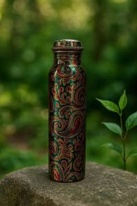 Handcrafted 100% Pure <b>Copper</b> <b>Bottle</b> Full Engraved With Lid for Direct <b>Drinking</b> Water Drinkware for Adults for Camping drinkware - Product Image 2