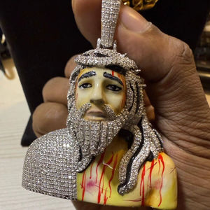 Pendentif Hip Hop en Argent Plaqué Or Jaune 925 Massif avec Moissanite et Diamants, Certifié GRA, pour Hommes et Femmes - Product Image 1