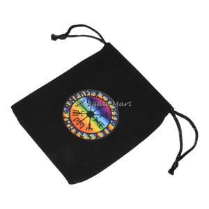 Bolsa de algodón redonda negra con diseño de fase lunar Bolsa con cordón de terciopelo para manualidades para embalaje de regalo - Product Image 6