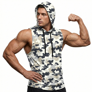 Débardeur de sport OEM personnalisé pour homme, style urbain camouflage, à emmanchures profondes, pour la gym, le fitness et l'entraînement musculaire, vente en gros, streetwear - Product Image 1
