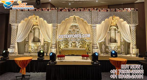 Tendance Mughal Thème Blanc Décoration De Scène Configuration Attrayant Fusion Style Grand Mariage Scène Rajwada Style Mariage Scène Royaume-Uni - Product Image 3