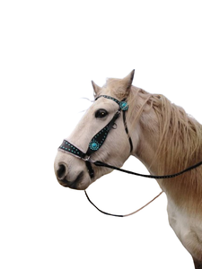 Bridon de cheval portugais sans bit personnalisé en cuir premium réglable avec conchos pour l'équitation - Product Image 1
