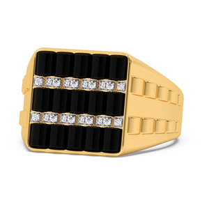 แหวนทองคำประดับเพชรออนิกซ์สีดำ - Product Image 3
