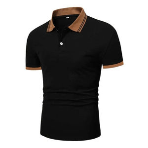 T-shirts de golf pour hommes en coton respirant, motif uni, couleur personnalisable, style gothique, haute qualité, broderie et impression personnalisées, manches courtes - Product Image 1