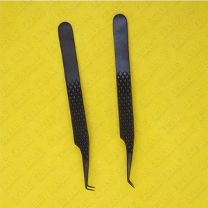 Custom Logo Stainless Steel Eyelash Tweezers Diamond Grip Volume <b>Tools</b> with Precision Fiber Tips for Extensions - Product Image 4