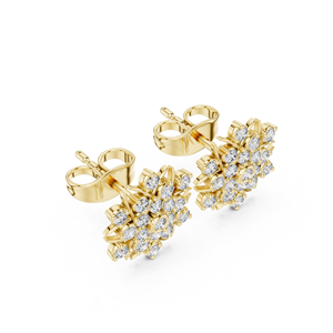 Round Cut Lab Grown Diamond 14K 18K <b>Solid</b> Gold Floral Starburst Diamond Stud 0.40Ct DEF VVS Anniversary Gift <b>Earring</b> Wholesale - Product Image 3