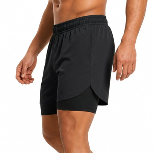 Men's Sports Basketball Gym Shorts Double <b>Layer</b> Side Pockets Slim Fitting Elastic Waist Men's Double <b>Layer</b> Running Shorts - Product Image 1