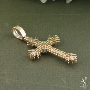AARVA JEWELS Pendentif Croix Chrétienne en Argent Sterling 925 avec Moissanite Taille Brillant, Plaqué Or Rose Rhodié, Bijoux Unisexe - Product Image 3