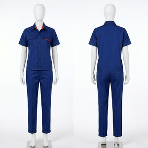 Premium 240 GSM Cotton Poly Women Work Uniform White Short Sleeve Panel Free Custom Embroidery Print Logo Set <b>Overall</b> Clothes - Product Image 6