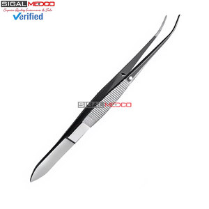 Pinzas Iris Eye para tejido de 4 pulgadas, semicurvas, dentadas, instrumento quirúrgico oftálmico de precisión, de acero inoxidable, reutilizables - Product Image 6