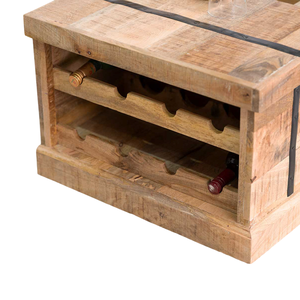 Mesa de Centro Moderna Europea de Madera de Mango, Forma Cuadrada, Acabado Negro y Natural, Caja de Almacenamiento para Sala de Estar, Bandeja para Botellas de Vino - Product Image 4
