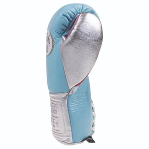 ถุงมือฝึกซ้อม No Boxing No Life สีฟ้าอ่อน สายรัดข้อมือสีเงิน ปรับได้ อุปกรณ์มวยสำหรับทุกเพศ หนังระบายอากาศได้ดี - Product Image 2