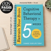 Cahier de travail de thérapie cognitive comportementale ZS sur 5 semaines, reliure spirale, impression numérique, rééduquez votre cerveau, gérez la dépression et l'anxiété