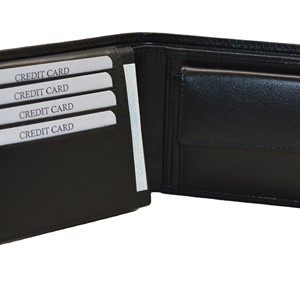 <b>Men's</b> Genuine Leather Bifold <b>Wallet</b> Slim Minimalist <b>Black</b> Fold Closure Daily Use Quality Short Open Coin Pocket RFID-Blocking ID - Product Image 4