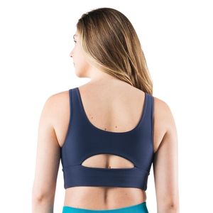Navy <b>Blue</b> Women's Medium Support for Cup Lightweight Sports <b>Bra</b> with Front Logo Breathable for Workout Fitness Yoga Training - Product Image 2