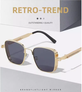 High Quality Steampunk <b>Sunglasses</b> UV400 Luxury Square Gradient Color Double Beam Large Metal Frame Brand Design Punk <b>Sunglasses</b> - Product Image 1