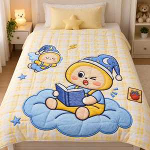 Kids Comforter Set Soft <b>Quilted</b> Children Bedding Cute Cartoon Animal Design Nursery Toddler Bedroom Warm Cozy Reversible - Product Image 1