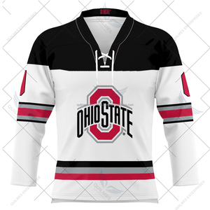 Best Quality Custom Made Ohio State Buckeyes Unisex Women's Hockey Jersey Breathable <b>White</b> Design with Front Logo - Product Image 5
