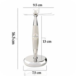 Rasoir de sécurité à double tranchant en acier inoxydable à 5 lames, forme vase, noir et chrome, avec étui en cuir - Product Image 3