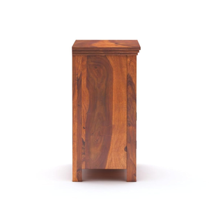 Mesa Auxiliar de Madera de Teca Tallada a Mano, Diseño Artístico Inteligente, para Dormitorio, con 1 Cajón y Almacenamiento en Gabinete - Product Image 5