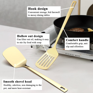 Juego de Utensilios de Cocina de Lujo con Acabado Dorado, Cuchara para Servir, Cuchara Perforada, Espátula y Accesorios de Cocina para el Hogar - Product Image 3