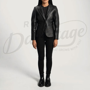 Women Real Leather <b>Quilted</b> Blazer <b>Jacket</b> Slim Fit Premium Sheepskin Diamond <b>Pattern</b> Casual Business Outerwear Fashionable Coat - Product Image 5