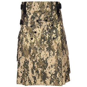 Kilt écossais camouflage pour homme, en coton des Highlands, avec poches à rabat, 100% coton - Product Image 1