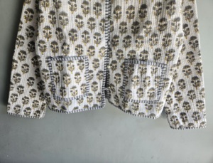 Quilted Cotton Jacket With Floral Print V-Neck Full Sleeve <b>Spring</b> Women's <b>Cardigan</b> Floral print V-neck jacket gift for her - Product Image 3