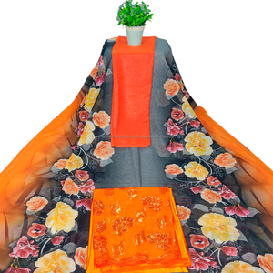 Graminy for Swiss Meilleure vente Robe noire en sergé de coton jacquard Design élégant imprimé et uni pour fournisseur indien pour filles - Product Image 1