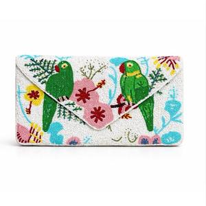 Sac de rangement HASAN CRAFT fait main en verre perlé style bohème, crème, motif floral, rectangulaire, cousu, capacité 3L+, multifonction - Product Image 6