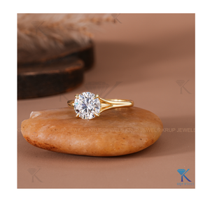 Elegant Round-Cut <b>Solitaire</b> Engagement <b>Ring</b> 925 <b>Silver</b> Diamond Band Bridal Wedding Anniversary Gift Jewelry for Women - Product Image 2