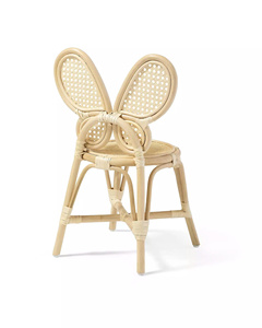 Chaise de salle à manger artisanale en rotin naturel avec dossier en forme d'oreilles de lapin, chaise d'appoint en osier tressé au design décoratif unique pour la salle à manger - Product Image 2