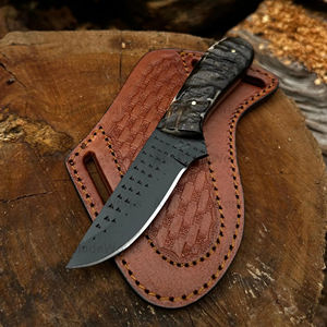 Handmade Rasp Steel Cowboy <b>Knife</b> Ram Horn Handle Bull Cutter Pancake Leather Sheath Fixed <b>Blade</b> Utility Customizable OEM DIY EDC - Product Image 1