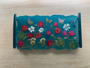 Plateau en résine florale pressée fait main, plateaux de service en résine époxy pour la maison, l'hôtellerie, la restauration en gros avec fleurs - Product Image 3