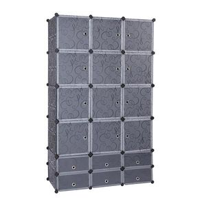 Extra <b>Large</b> Modular Cubby Shelving Storage Organizer 18 Cube DIY <b>Wardrobe</b> with Clothes Rod Portable <b>Wardrobes</b> - Product Image 3