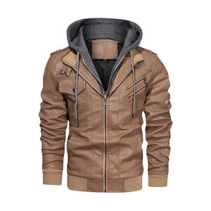 แจ็คเก็ตหนังผู้ชายแบบใหม่ล่าสุด สไตล์ลำลองสำหรับฤดูใบไม้ผลิ แจ็คเก็ตมอเตอร์ไซค์ PU  แบบ Biker  พร้อมโลโก้ด้านหน้า กันน้ำ กันลม สไตล์ไฮสตรีท - Product Image 5