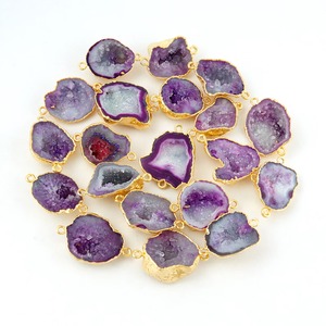 Geode โมรา Druzy ตัวเชื่อมต่อแบบแผ่นทอง24K,ตัวเชื่อมต่อจี้แบบ Diy ประกันตัวสองชั้นสำหรับเครื่องประดับ - Product Image 5