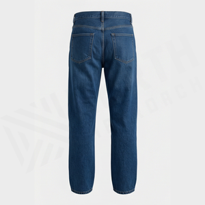 Jean en denim coupe droite délavé foncé pour homme, taille haute, coupe classique, en coton, style décontracté, pantalon d'automne - Product Image 2