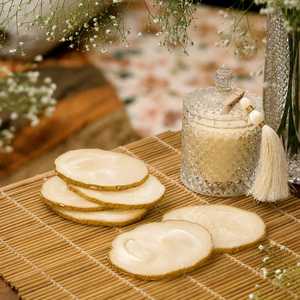Square Resin <b>Coasters</b> with <b>Gold</b> Edges Handmade Modern Glam Table Mats 350mm Diameter 5mm Thick - Product Image 3