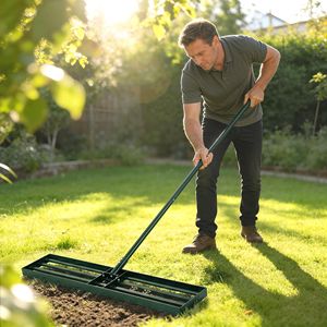 Rastrello Livellante per Prato in Acciaio Inossidabile Resistente 91,4 cm x 25,4 cm con Manico da 168,9 cm per Giardini e Campi da Golf - Product Image 2