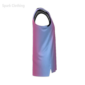 Nouveau maillot de basket personnalisé pour homme, sans manches, imprimé par sublimation, dégradé de couleurs, respirant, en polyester, débardeur unisexe pour adulte - Product Image 5
