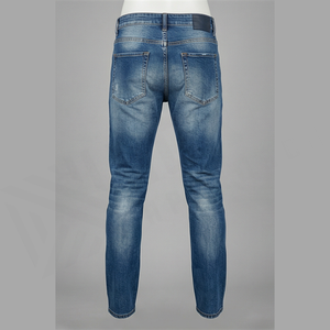 Jean en denim déchiré coupe droite pour homme, taille mi-haute, en coton, style décontracté automne - Product Image 2