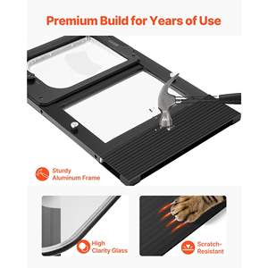 Porte pour chat réglable, accessoire pour fenêtre, 31'-36', modes de verrouillage sécurisés, cadre en aluminium, verre haute transparence, résistant aux intempéries - Product Image 6